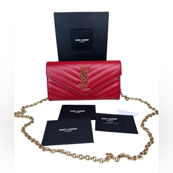 Yves Saint Laurent Handbags - Yves Saint Laurent Red Wallet on Chain